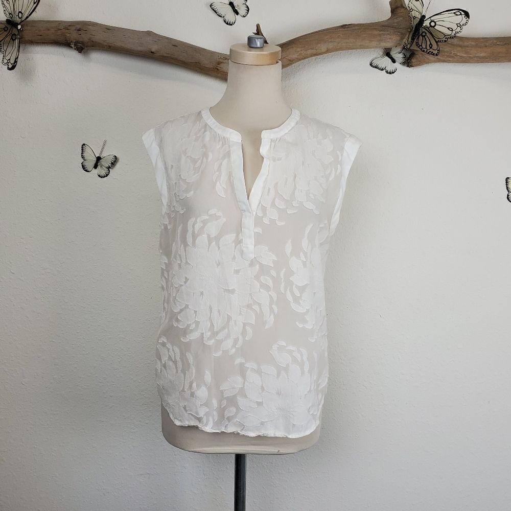 Katherine Barclay Montreal sheer white floral top